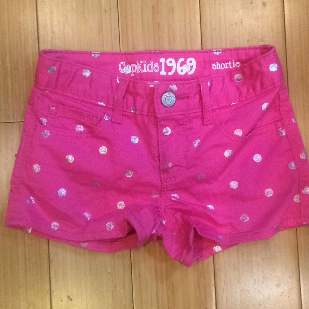 Pink Shortie Denim Jean Shorts with SilverDots